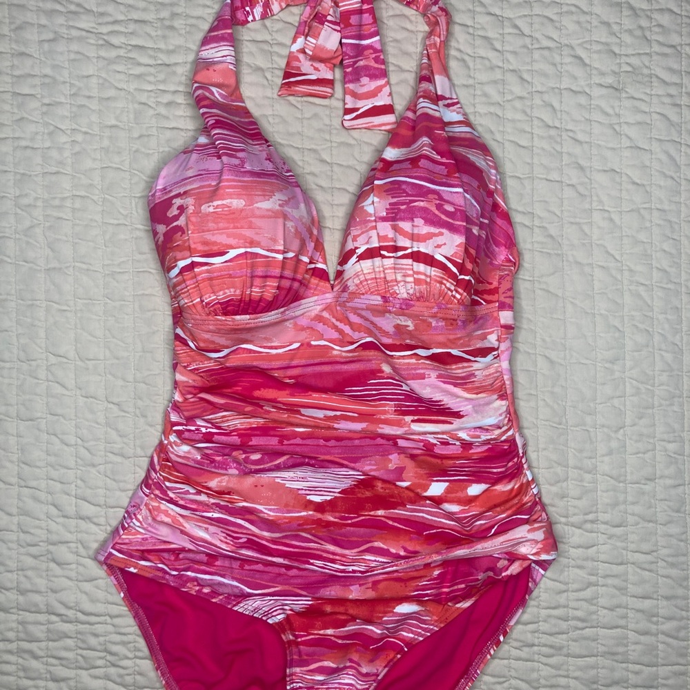 Lauren Ralph Lauren Pink & Coral Printed One-Piece Swimsuit